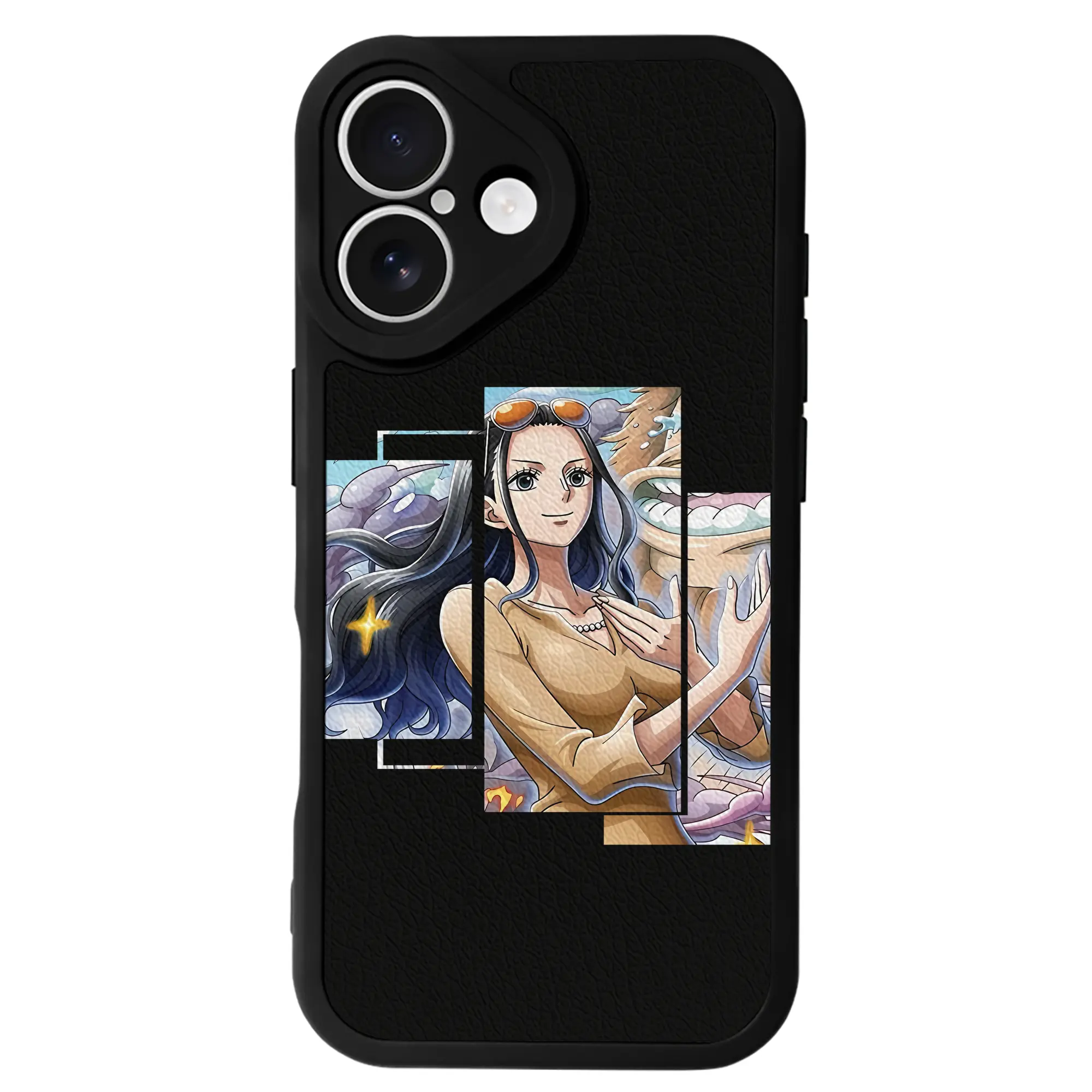 ワンピース グッズ ニコ・ロビン - IPhone 16シリーズ対応 ・ シリコンスマホケース ・ レザー調 ・ 高精度フィット ・ 耐衝撃 ・ ワイヤレス充電対応 ・ 精密カット